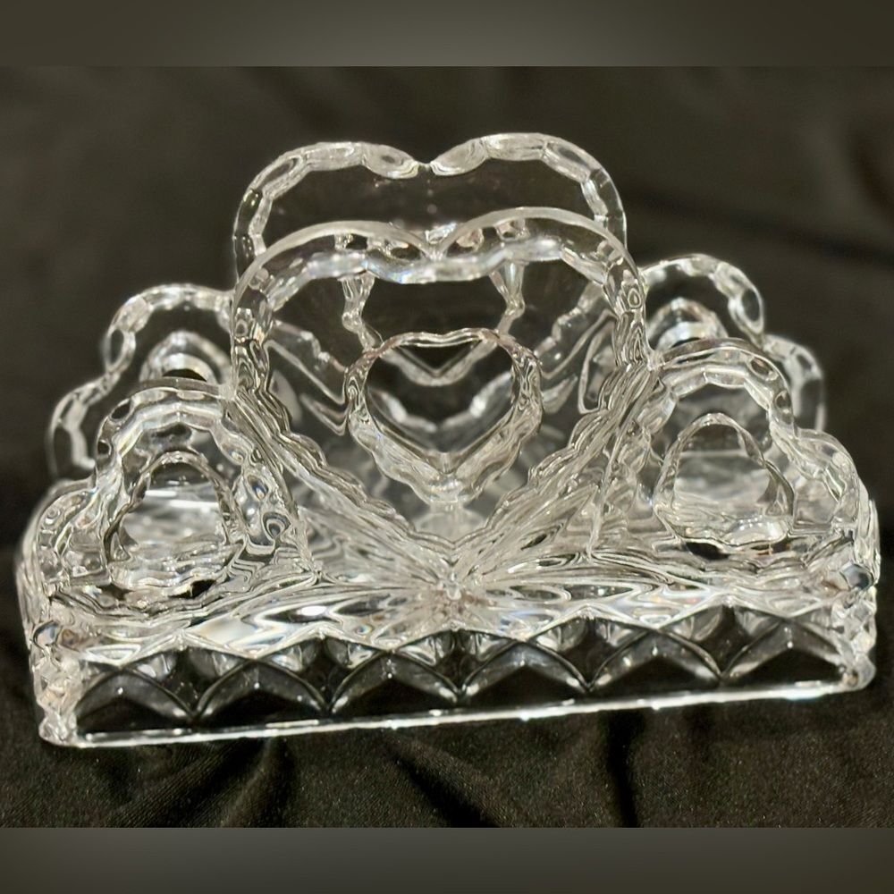 Vintage crystal heart napkin holder